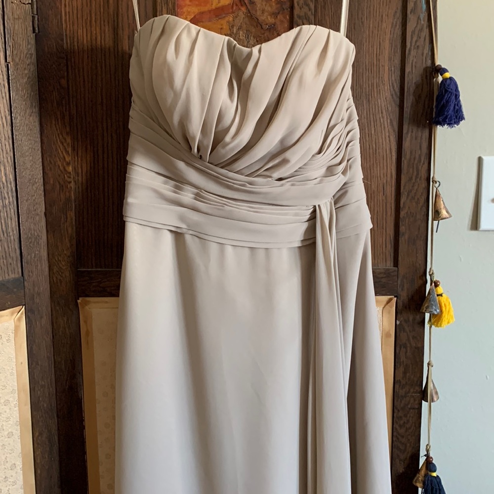 Greige (grey/beige) bridesmaids dress